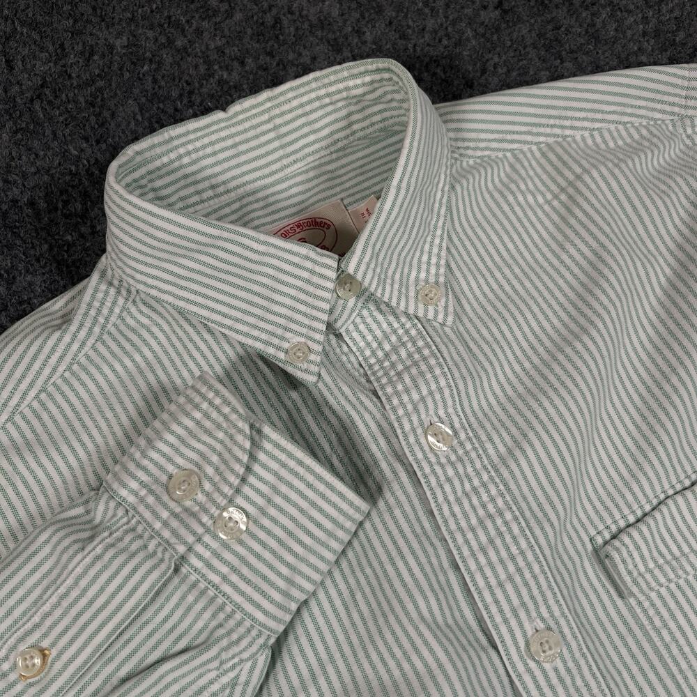 Brooks Brothers OCBD Oxford Button Down Green Striped Slim Fit Supima Cotton S